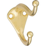 National Bright Brass Stock  Coat & Hat Wardrobe Hook  (2-Pack)