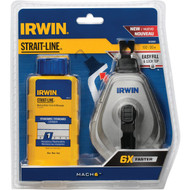 Irwin STRAIT-LINE Mach6 100 Ft. Chalk Line Reel and Chalk  Blue