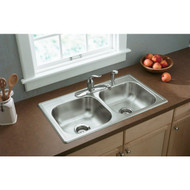 Elkay Double Bowl 33 In. x 19 In. x 6 In. Deep Satin Stainless Steel Kitchen Sink