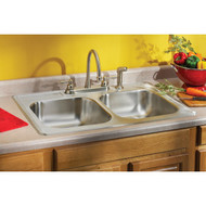 Elkay Double Bowl 33 In. x 22 In. x 6 In. Deep Luster Stainless Steel Kitchen Sink