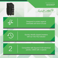 Square D QO 30A Double-Pole Standard Trip Circuit Breaker