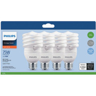 Philips Energy Saver 75W Equivalent Soft White Medium Base T2 Spiral CFL Light Bulb (4-Pack)