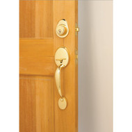 Steel Pro Polished Brass Entry Door Handleset with Tulip Knob