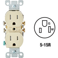 Leviton 15A Ivory Tamper Resistant 5-15R Duplex Outlet