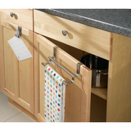 iDesign Zia 9-1/4 in. Brushed Stainless Steel Over The Cabinet Double Towel Bar