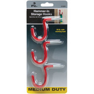 Hammer-In Vinyl Coated Red Storage Hook (3-Pack)