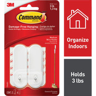 Command Medium Wire Hooks  White  2 Hooks  4 Strips