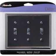 Amerelle 3-Gang Stamped Steel Toggle Switch Wall Plate  Aged Bronze