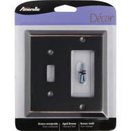 Amerelle 2-Gang Stamped Steel Single Toggle/Rocker Wall Plate  Aged Bronze