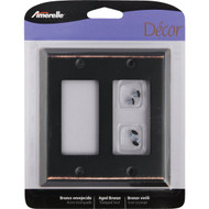 Amerelle 2-Gang Stamped Steel Rocker Decorator Wall Plate  Aged Bronze
