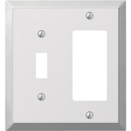 Amerelle 2-Gang Stamped Steel Single Toggle/Rocker Wall Plate  Polished Chrome
