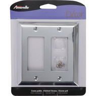 Amerelle 2-Gang Stamped Steel Rocker Decorator Wall Plate  Polished Chrome