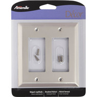 Amerelle 2-Gang Stamped Steel Rocker Decorator Wall Plate  Brushed Nickel