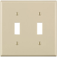 Leviton 2-Gang Thermoplastic Nylon Toggle Switch Wall Plate  Light Almond