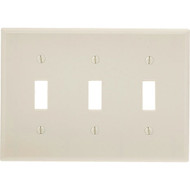 Leviton 3-Gang Plastic Toggle Switch Wall Plate  Light Almond