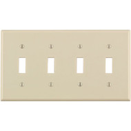 Leviton 4-Gang Plastic Toggle Switch Wall Plate  Light Almond