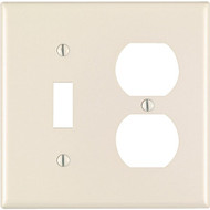 Leviton 2-Gang Plastic Single Toggle/Duplex Outlet Wall Plate  Light Almond