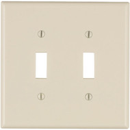Leviton 2-Gang Smooth Plastic Mid-Way Toggle Switch Wall Plate  Light Almond