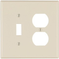 Leviton Mid-Way 2-Gang Thermoset Single Toggle/Duplex Outlet Wall Plate  Light Almond