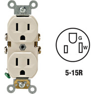 Leviton 15A Light Almond Commercial Grade 5-15R Duplex Outlet