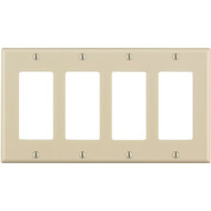 Leviton Decora 4-Gang Smooth Plastic Rocker Decorator Wall Plate  Light Almond