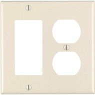 Leviton 2-Gang Smooth Plastic Single Rocker/Duplex Outlet Wall Plate  Light Almond