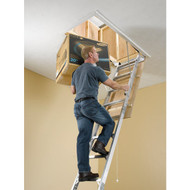 Werner Universal 8 Ft. to 10 Ft. 25 In. x 54 In. Aluminum Attic Stairs  375 Lb. Load