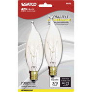 Satco 40W Clear Candelabra CA9.5 Incandescent Turn Tip Decorative Light Bulb (2-Pack)
