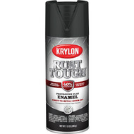 Krylon Rust Tough 12 Oz. Flat Alkyd Enamel Spray Paint  Black