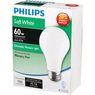 Philips EcoVantage 60W Equivalent Soft White Medium Base A19 Halogen Light Bulb (4-Pack)