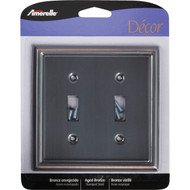 Amerelle Chelsea 2-Gang Stamped Steel Toggle Switch Wall Plate  Aged Bronze