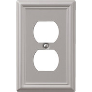 Amerelle Chelsea 1-Gang Stamped Steel Outlet Wall Plate  Brushed Nickel