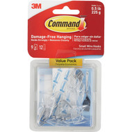 Command Clear Small Wire Hooks  9 Hooks  12 Strips
