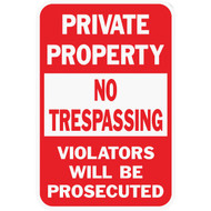 Hy-Ko Heavy-Duty Aluminum Sign  Private Property No Trespassing