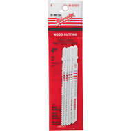 Milwaukee T-Shank 4 In. x 10 TPI Bi-Metal Jig Saw Blade  Wood Cutting (5-Pack)
