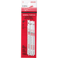 Milwaukee U-Shank 4-1/8 In. x 10 TPI Bi-Metal Jig Saw Blade  General Purpose (5-Pack)