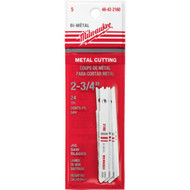 Milwaukee U-Shank 2-3/4 In. x 24 TPI Bi-Metal Jig Saw Blade  Metal Cutting (5-Pack)