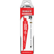 Diablo Demo Demon 6 In. 6/12 TPI Wood w/Nails Reciprocating Saw Blade (25-Pack)