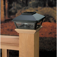 Deckorators 4 In. x 4 In. Black Solar Post Cap with Cedar Base