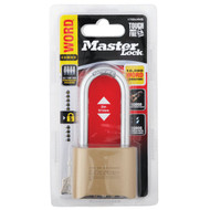 Master Lock 2 In. Zinc Brass Colored Alpha Long Shackle Combination Padlock