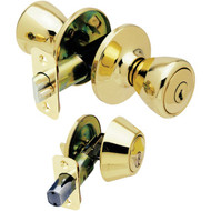 Ultra Howard Berger Polished Brass Deadbolt and Door Knob Combo