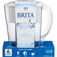 Brita Space Saver 6-Cup Water Filter Pitcher  White
