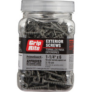Grip-Rite PrimeGuard Standard #6 x 1-1/4 In. Phillips Gray Wood Deck Screw (325 Ct. Jar)