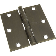 National 3-1/2 In. Square Antique Brass Door Hinge (3-Pack)