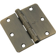National 3-1/2 In. X 1/4 In. Radius Antique Brass Door Hinge (3-Pack)