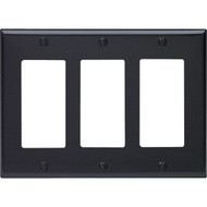 Leviton Decora 3-Gang Smooth Plastic Rocker Decorator Wall Plate  Black