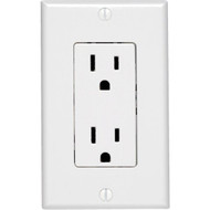 Leviton Decora 15A White Residential Grade 5-15R Duplex Outlet with Wall Plate