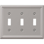 Amerelle Chelsea 3-Gang Stamped Steel Toggle Switch Wall Plate  Brushed Nickel