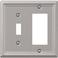 Amerelle Chelsea 2-Gang Stamped Steel Single Toggle/Rocker Wall Plate  Brushed Nickel