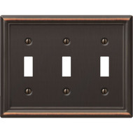 Amerelle Chelsea 3-Gang Stamped Steel Toggle Switch Wall Plate  Aged Bronze